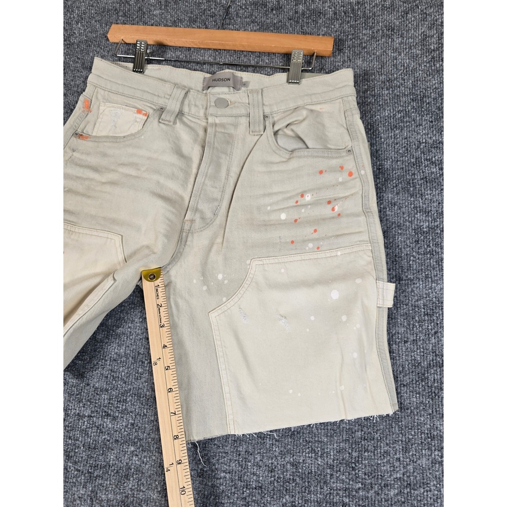 NEW Hudson Men's Carpenter Shorts Tan Painter Distressed Size 30 splatter paint‎ - Picture 7 of 14